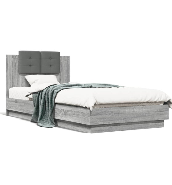 Bettgestell mit Kopfteil Grau Sonoma 90x200 cm Holzwerkstoff