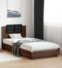 Bettgestell mit Kopfteil Braun Eichen-Optik 90x200 cm