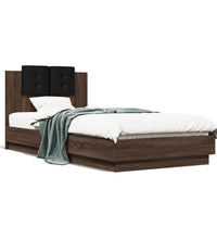 Bettgestell mit Kopfteil Braun Eichen-Optik 90x200 cm