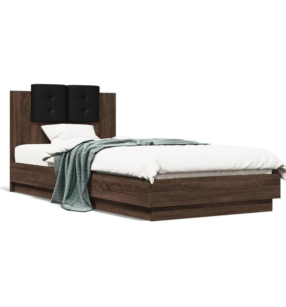 Bettgestell mit Kopfteil Braun Eichen-Optik 90x200 cm