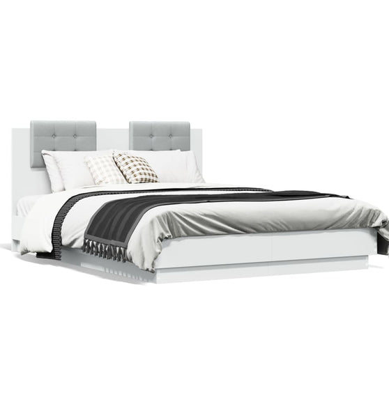 Bettgestell mit Kopfteil Weiß 140x190 cm Holzwerkstoff