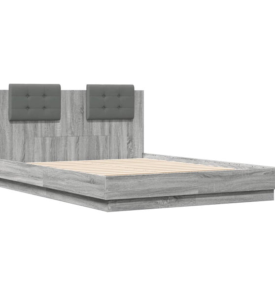 Bettgestell mit Kopfteil Grau Sonoma 140x190 cm Holzwerkstoff