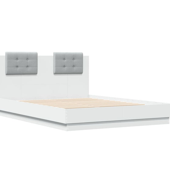 Bettgestell mit Kopfteil Weiß 135 x 190 cm Holzwerkstoff