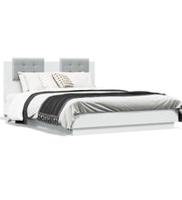 Bettgestell mit Kopfteil Weiß 135 x 190 cm Holzwerkstoff