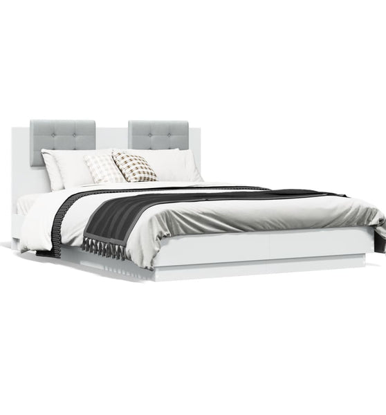 Bettgestell mit Kopfteil Weiß 135 x 190 cm Holzwerkstoff