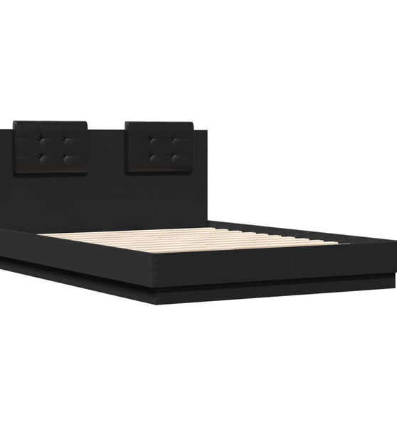Bettgestell mit Kopfteil Schwarz 135x190 cm Holzwerkstoff
