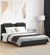 Bettgestell mit Kopfteil Schwarz 135x190 cm Holzwerkstoff