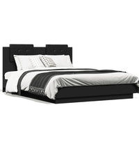 Bettgestell mit Kopfteil Schwarz 135x190 cm Holzwerkstoff