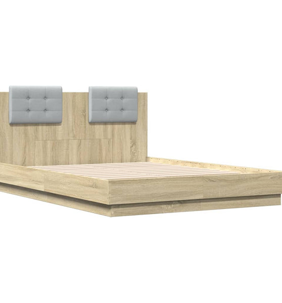 Bettgestell mit Kopfteil Sonoma-Eiche 135x190 cm Holzwerkstoff