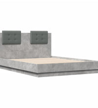 Bettgestell mit Kopfteil Betongrau 135x190 cm Holzwerkstoff
