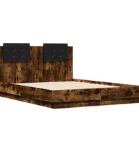 Bettgestell mit Kopfteil Räuchereiche 135x190 cm Holzwerkstoff