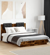 Bettgestell mit Kopfteil Räuchereiche 135x190 cm Holzwerkstoff