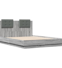 Bettgestell mit Kopfteil Grau Sonoma 135x190 cm Holzwerkstoff