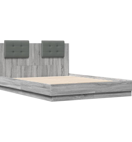 Bettgestell mit Kopfteil Grau Sonoma 135x190 cm Holzwerkstoff