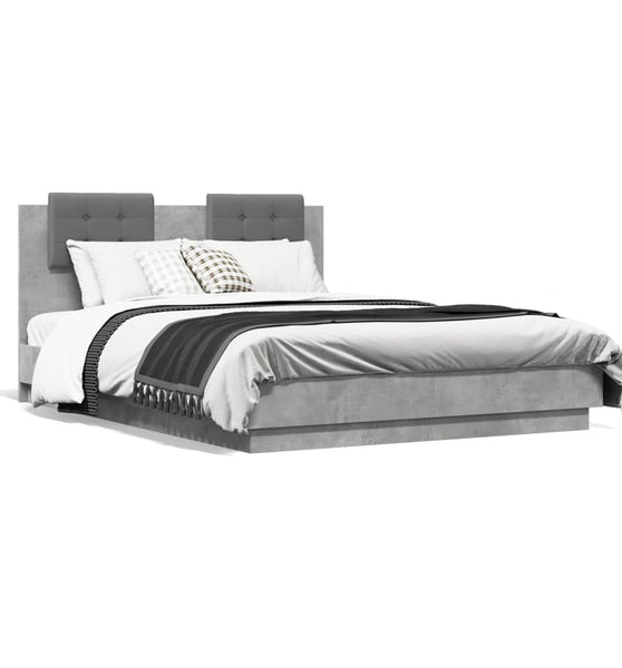 Bettgestell mit Kopfteil Betongrau 120x190 cm Holzwerkstoff