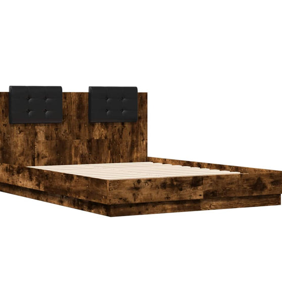 Bettgestell mit Kopfteil Räuchereiche 120x190 cm Holzwerkstoff