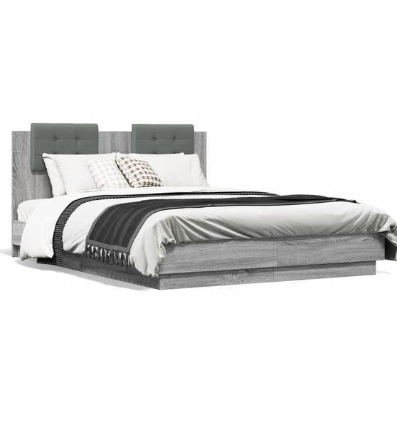 Bettgestell mit Kopfteil Grau Sonoma 120x190 cm Holzwerkstoff