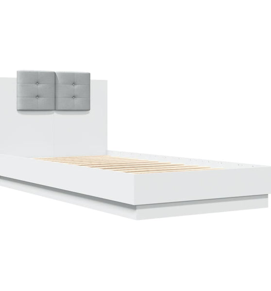 Bettgestell mit Kopfteil Weiß 90x190 cm Holzwerkstoff