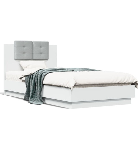 Bettgestell mit Kopfteil Weiß 90x190 cm Holzwerkstoff