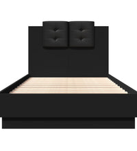 Bettgestell mit Kopfteil Schwarz 90x190 cm Holzwerkstoff