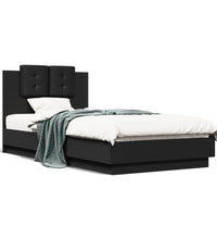 Bettgestell mit Kopfteil Schwarz 90x190 cm Holzwerkstoff