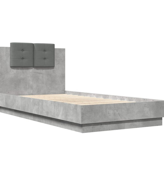 Bettgestell mit Kopfteil Betongrau 90x190 cm Holzwerkstoff