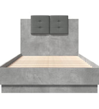 Bettgestell mit Kopfteil Betongrau 90x190 cm Holzwerkstoff
