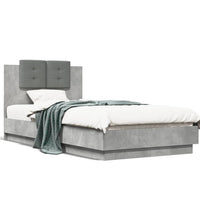 Bettgestell mit Kopfteil Betongrau 90x190 cm Holzwerkstoff