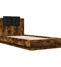 Bettgestell mit Kopfteil Räuchereiche 90x190 cm Holzwerkstoff