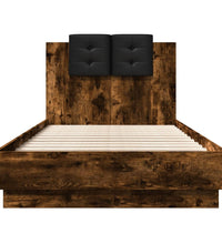 Bettgestell mit Kopfteil Räuchereiche 90x190 cm Holzwerkstoff