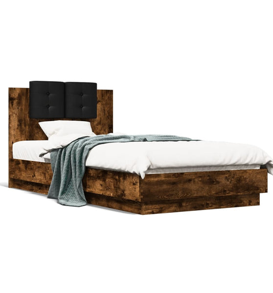 Bettgestell mit Kopfteil Räuchereiche 90x190 cm Holzwerkstoff