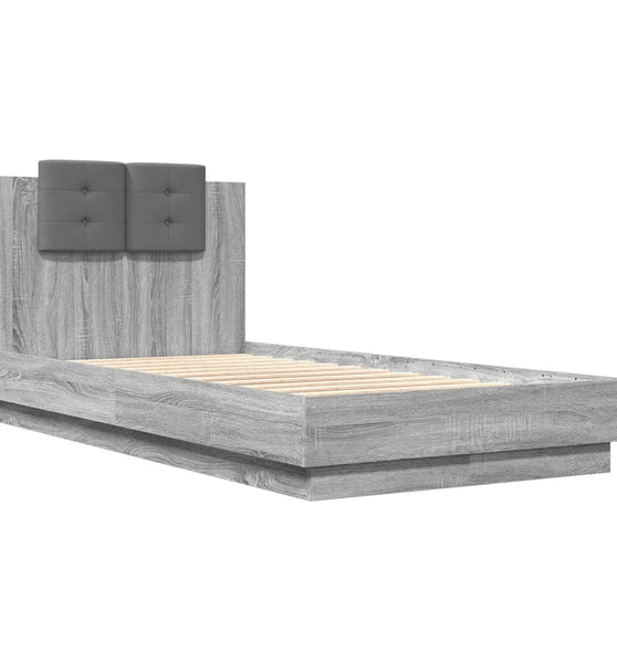 Bettgestell mit Kopfteil Grau Sonoma 90x190 cm Holzwerkstoff