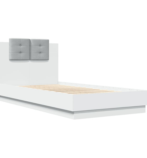 Bettgestell mit Kopfteil Weiß 75x190 cm Holzwerkstoff