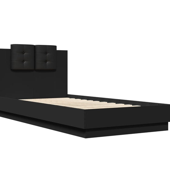 Bettgestell mit Kopfteil Schwarz 75x190 cm Holzwerkstoff