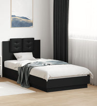 Bettgestell mit Kopfteil Schwarz 75x190 cm Holzwerkstoff
