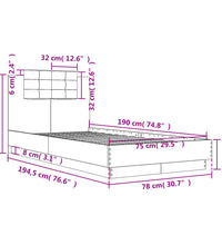 Bettgestell mit Kopfteil Schwarz 75x190 cm Holzwerkstoff