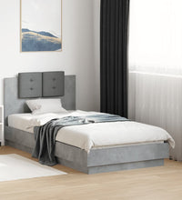 Bettgestell mit Kopfteil Betongrau 75x190 cm Holzwerkstoff