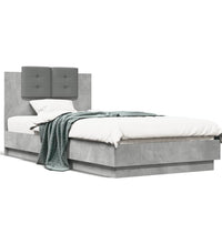 Bettgestell mit Kopfteil Betongrau 75x190 cm Holzwerkstoff