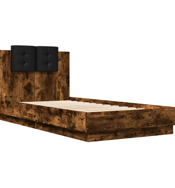 Bettgestell mit Kopfteil Räuchereiche 75x190 cm Holzwerkstoff