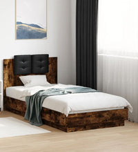 Bettgestell mit Kopfteil Räuchereiche 75x190 cm Holzwerkstoff