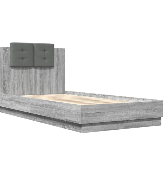 Bettgestell mit Kopfteil Grau Sonoma 75x190 cm Holzwerkstoff