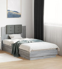 Bettgestell mit Kopfteil Grau Sonoma 75x190 cm Holzwerkstoff