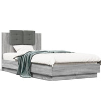 Bettgestell mit Kopfteil Grau Sonoma 75x190 cm Holzwerkstoff