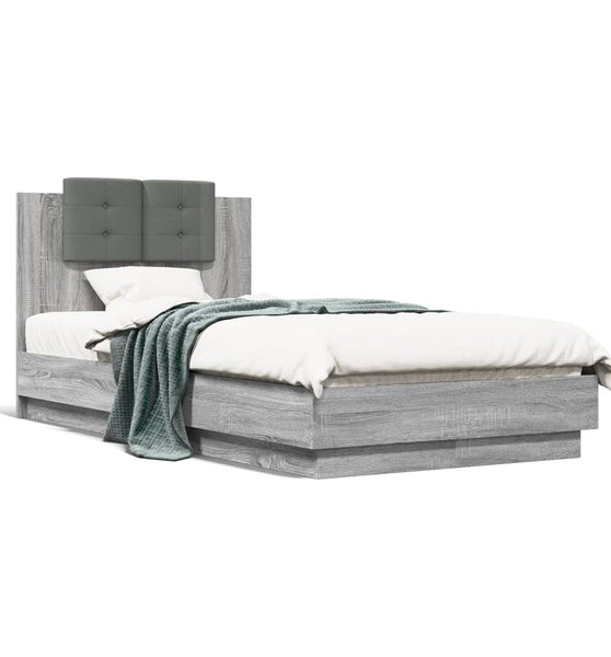 Bettgestell mit Kopfteil Grau Sonoma 75x190 cm Holzwerkstoff
