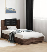 Bettgestell mit Kopfteil Braun Eiche 75x190 cm Holzwerkstoff