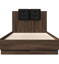 Bettgestell mit Kopfteil Braun Eiche 75x190 cm Holzwerkstoff