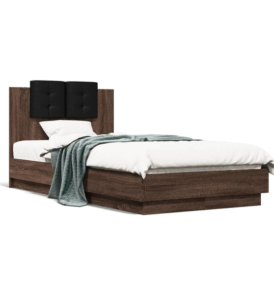 Bettgestell mit Kopfteil Braun Eiche 75x190 cm Holzwerkstoff