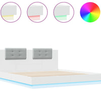 Bettgestell mit Kopfteil und LED-Leuchten Weiß 200x200 cm