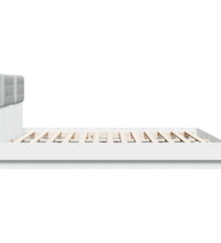 Bettgestell mit Kopfteil und LED-Leuchten Weiß 200x200 cm