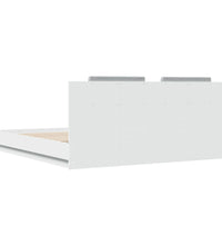 Bettgestell mit Kopfteil und LED-Leuchten Weiß 200x200 cm